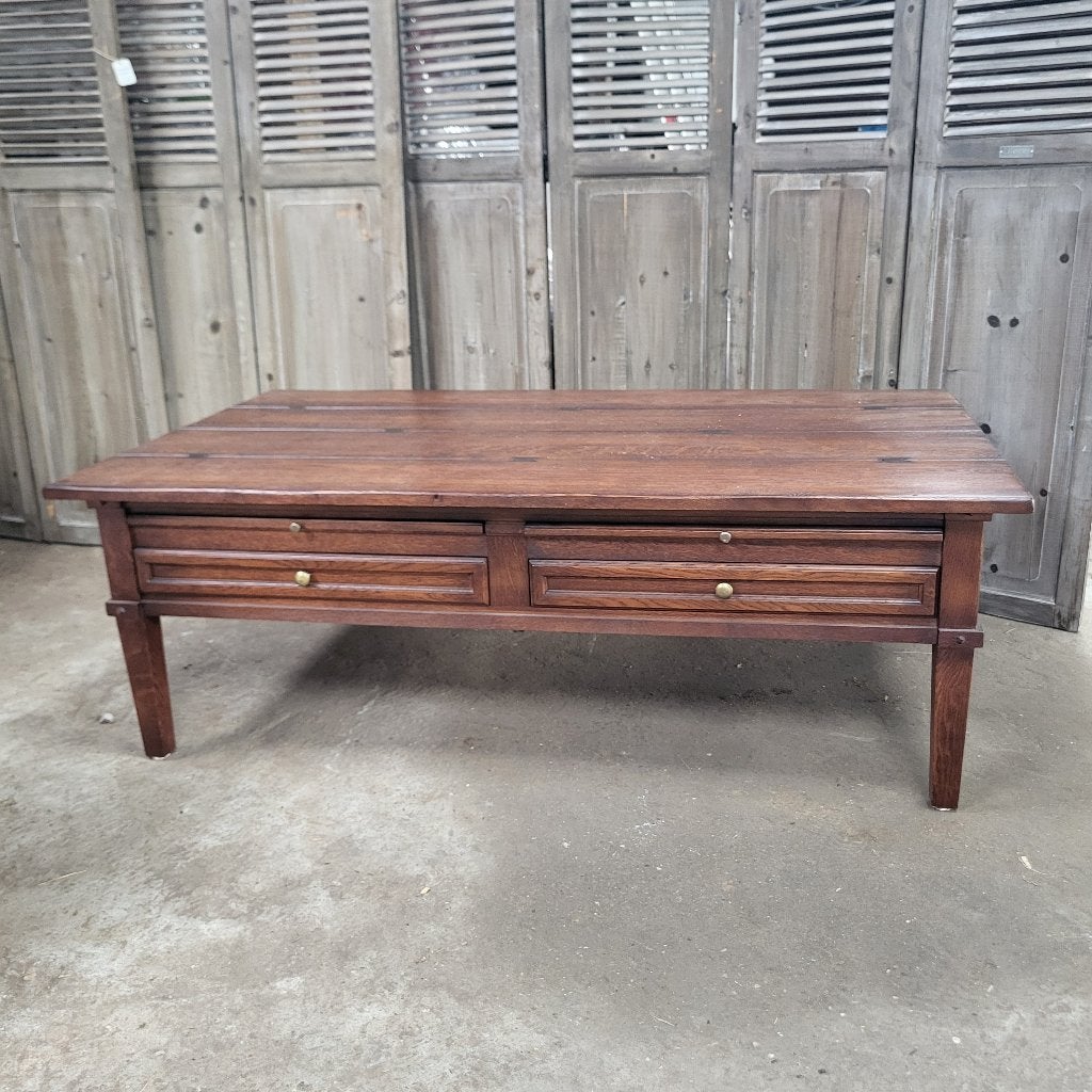 massief eiken salontafel 140 x 80cm van Rees meubelen, Huis en Inrichting, Gebruikt, 100 tot 150 cm, Landelijk, Chesterfield, Eikenhout