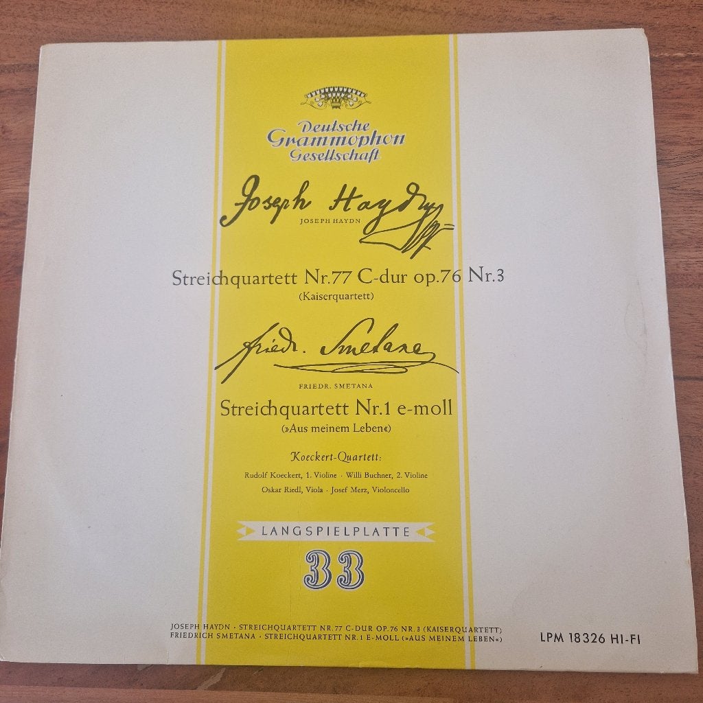 Haydn Kaiserquartett / Smetana Aus meinem Leben-Koeckert DGG, LP, Kamermuziek, Haydn, Ophalen of Verzenden