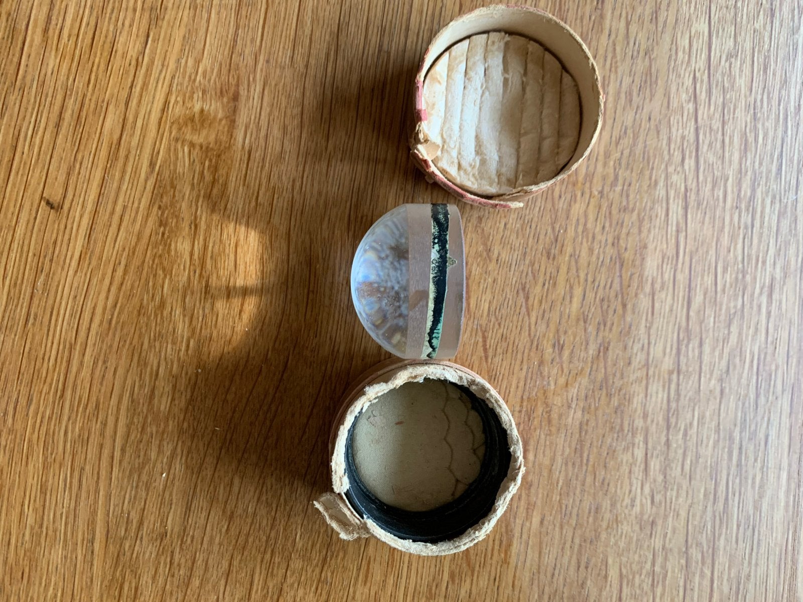 Vintage glazen lens in originele verpakking, Ophalen of Verzenden, Gebruikt