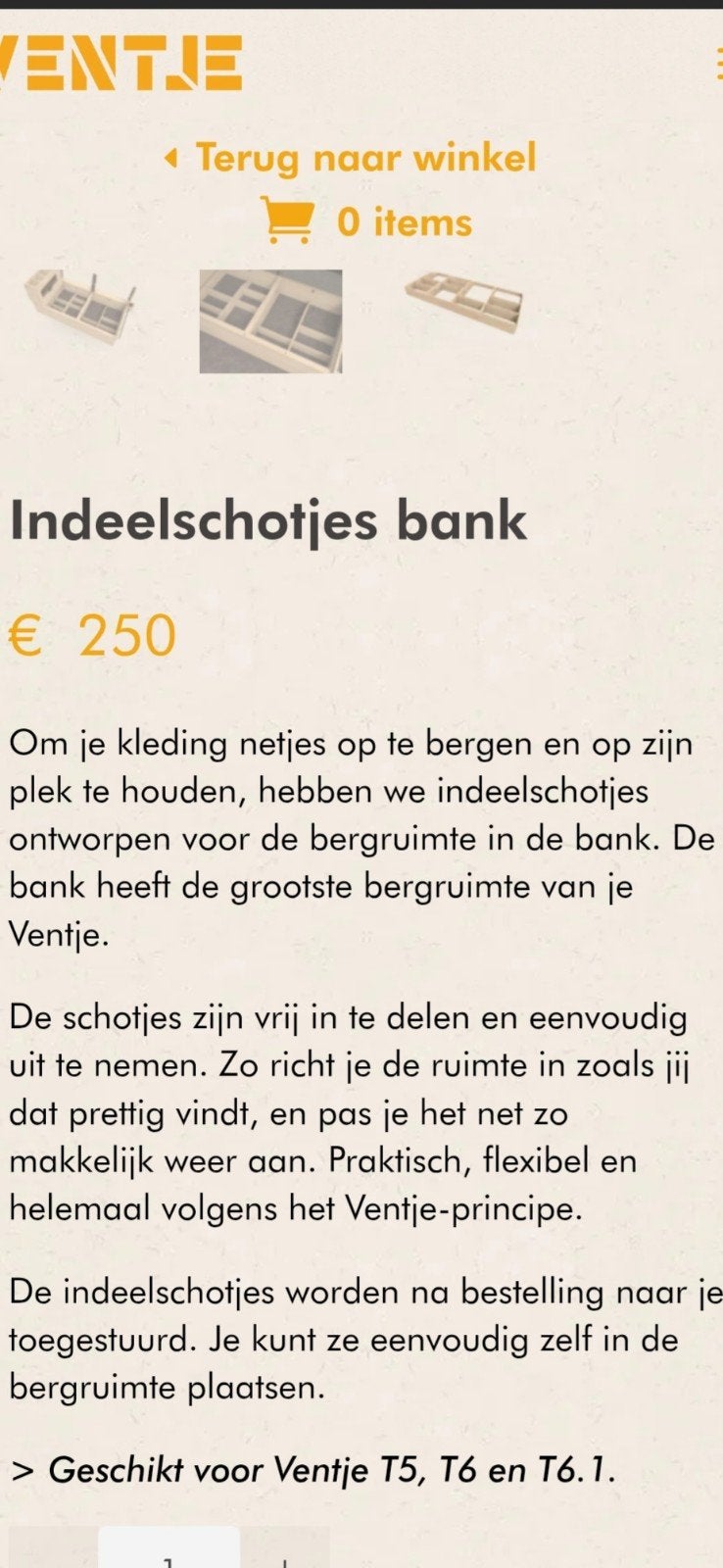 ventje indeelschotjes bank, Ophalen of Verzenden, Nieuw