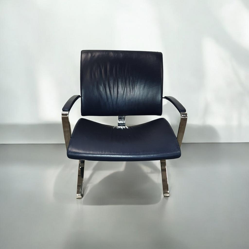 Artifort Dodo fauteuil blauw leder, Huis en Inrichting, Fauteuils, Ophalen, Zo goed als nieuw, Metaal, Luxe design