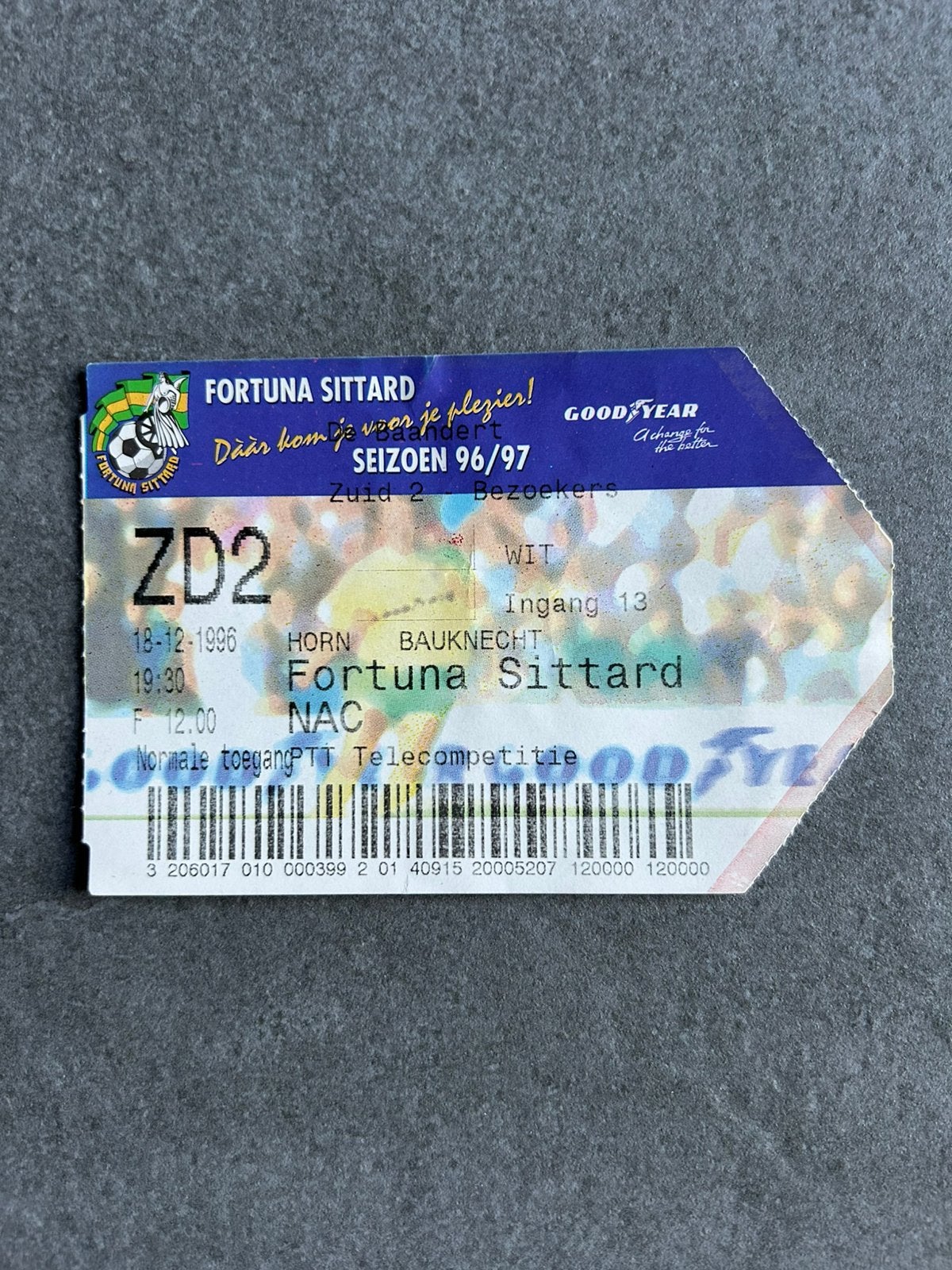 Fortuna Sittard - NAC ticket, Verzamelen, Sportartikelen en Voetbal, Ophalen of Verzenden, NAC Breda, Overige typen