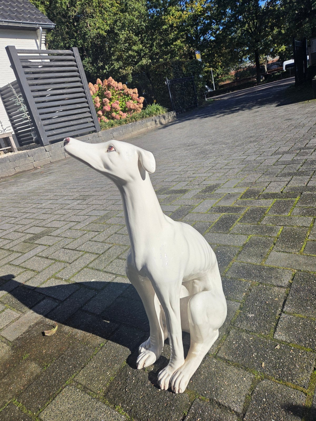 Grote Italiaans vintage windhond beeld - wit keramiek
