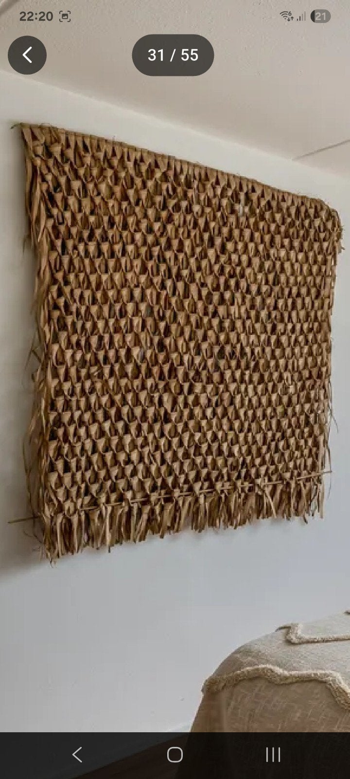Mooi groot wandkleed van palmblad te koop, Huis en Inrichting, Ophalen