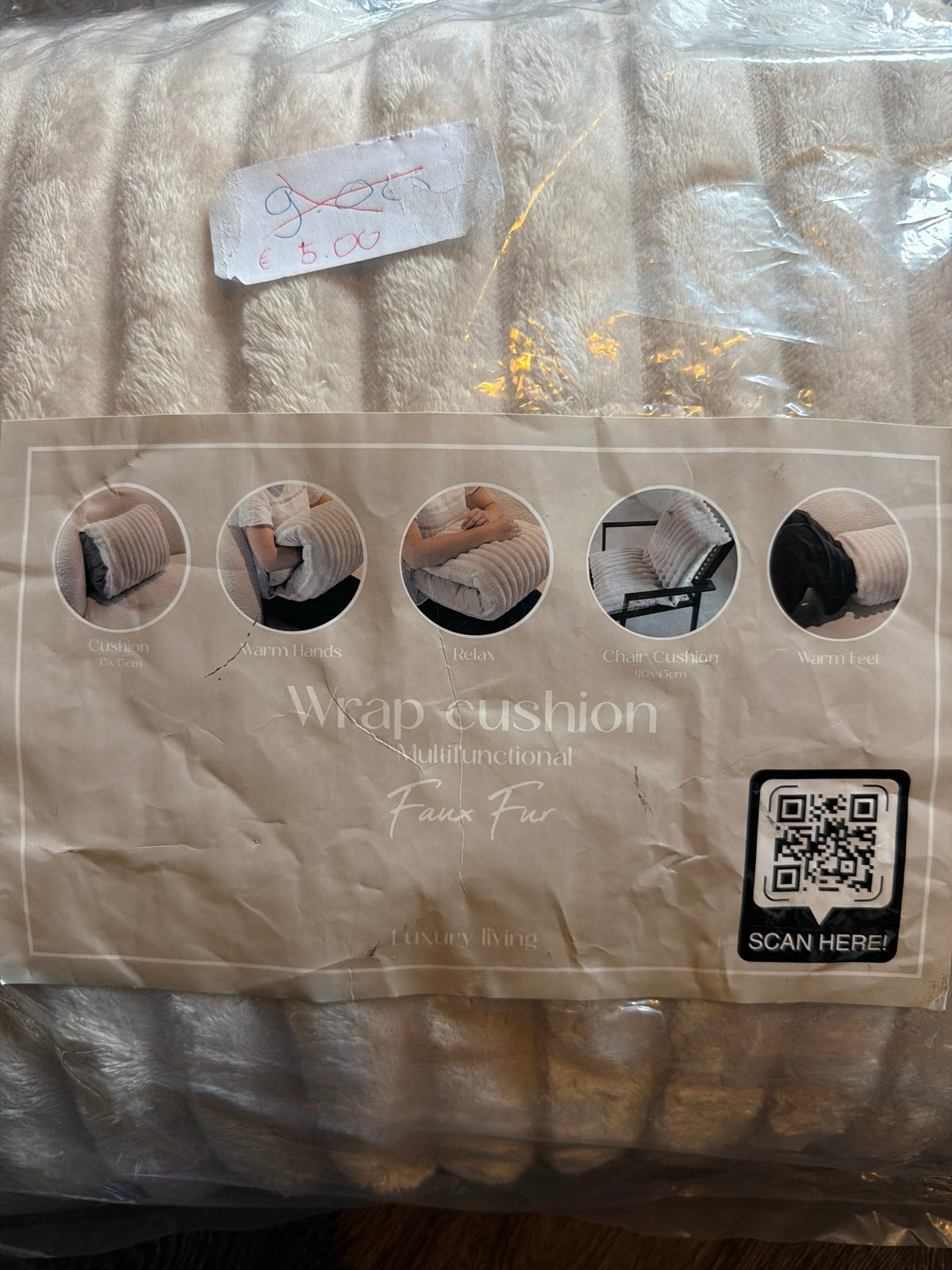 Multifunctioneel Faux Fur Wrap  deken tje - Beige, Ophalen of Verzenden, Nieuw