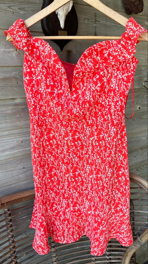 Zomerse rode jurk met bloemenprint loavies maat m, Kleding | Dames, Jurken, Maat 38/40 (M), Ophalen of Verzenden, Zo goed als nieuw