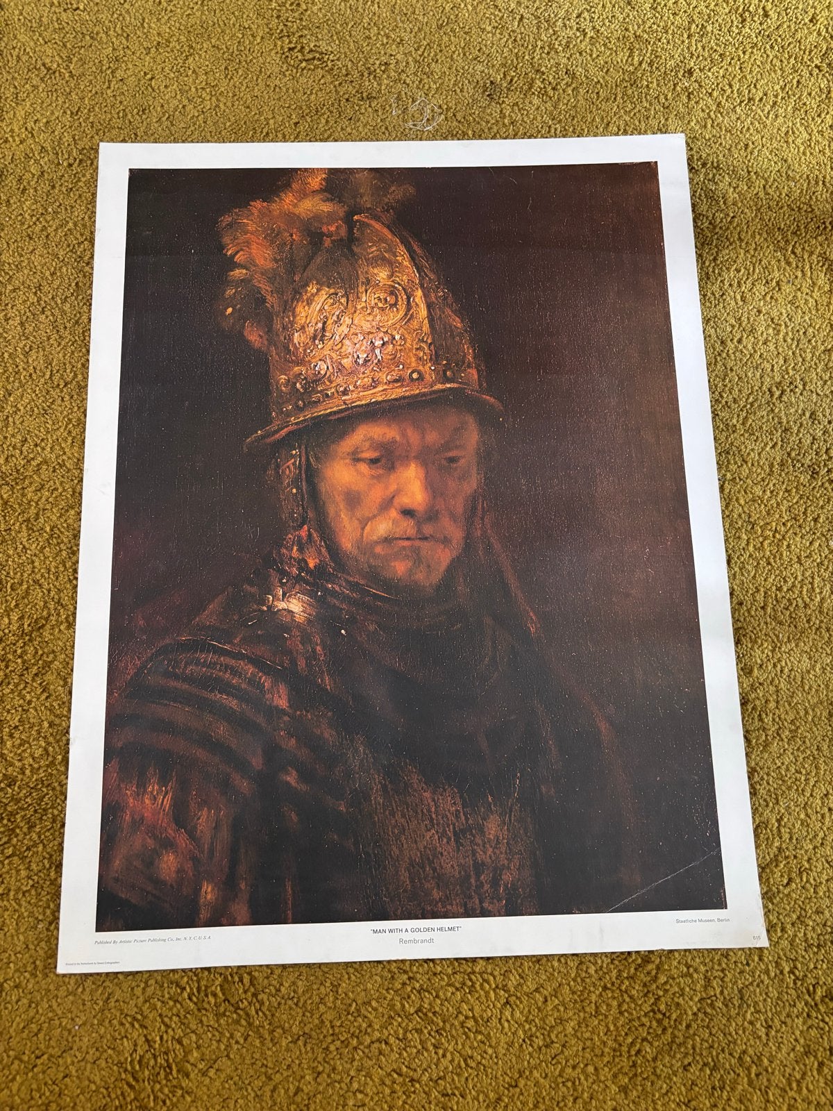 Rembrandt - Man met de Gouden Helm (Reproductie), Portret of Personen, Ophalen of Verzenden, Klassiek, Print
