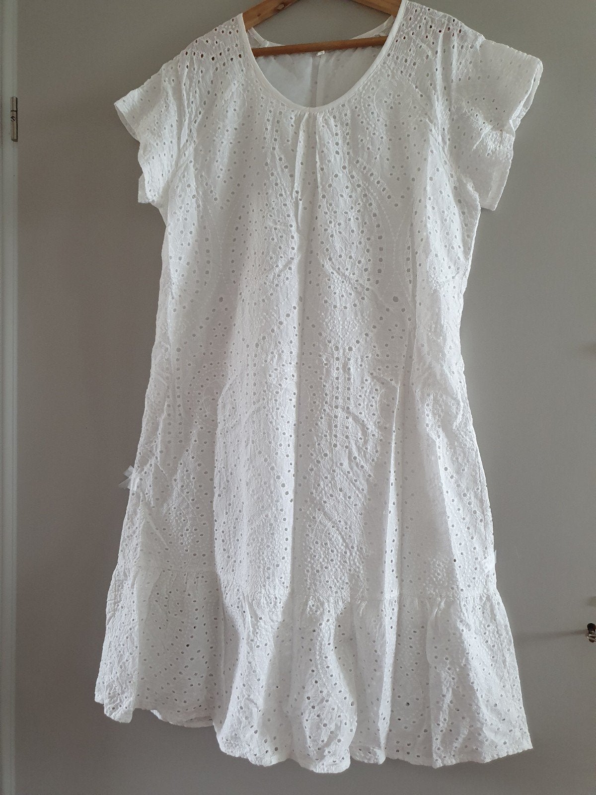 Witte broderie jurk maat XL, Wit, Maat 46/48 (XL) of groter, Ophalen of Verzenden, Zo goed als nieuw