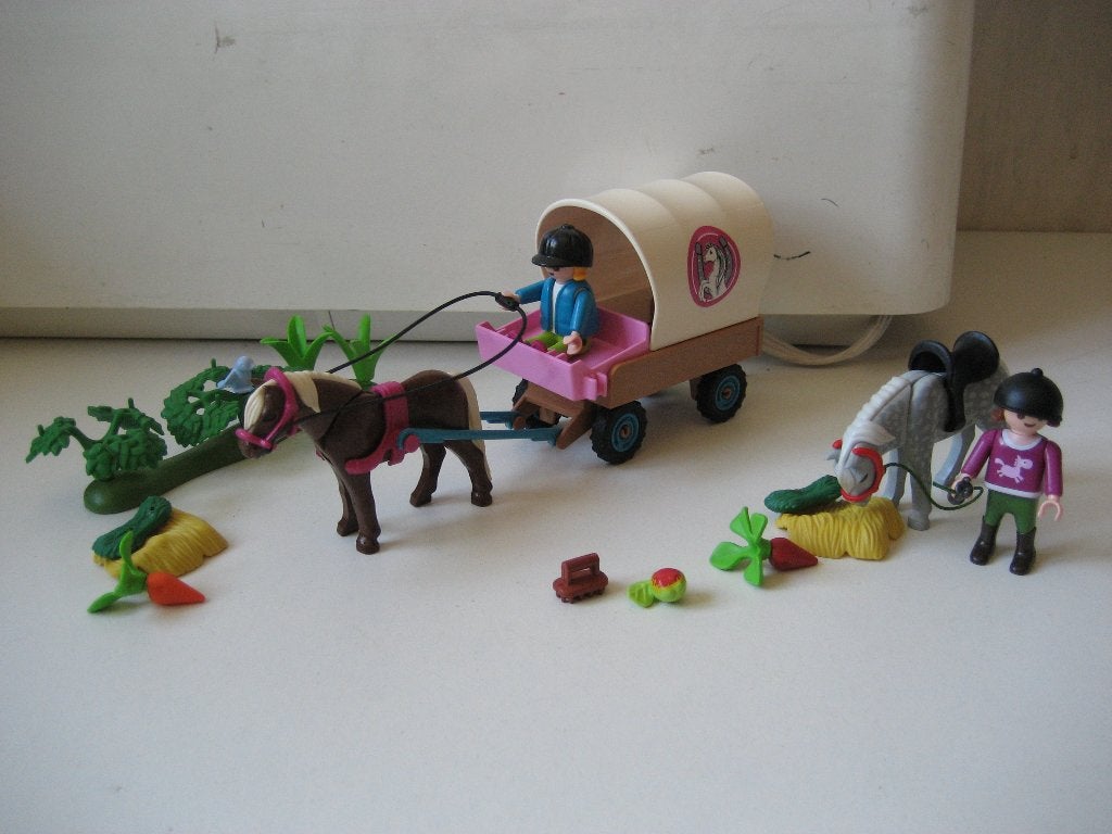 playmobil meisjes met ponykar en pony's, Ophalen of Verzenden, Zo goed als nieuw