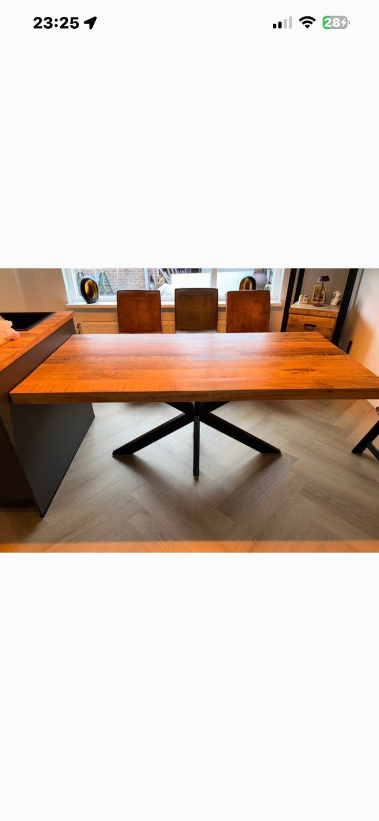 Eettafel mango hout, Huis en Inrichting, Tafels | Eettafels, Ophalen, 50 tot 100 cm, Zo goed als nieuw, 150 tot 200 cm
