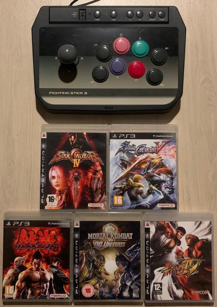 Hori Fight Stick 3 + 5 Games [PS3], Spelcomputers en Games, Ophalen of Verzenden, Gebruikt, Overige controllers, PlayStation 3