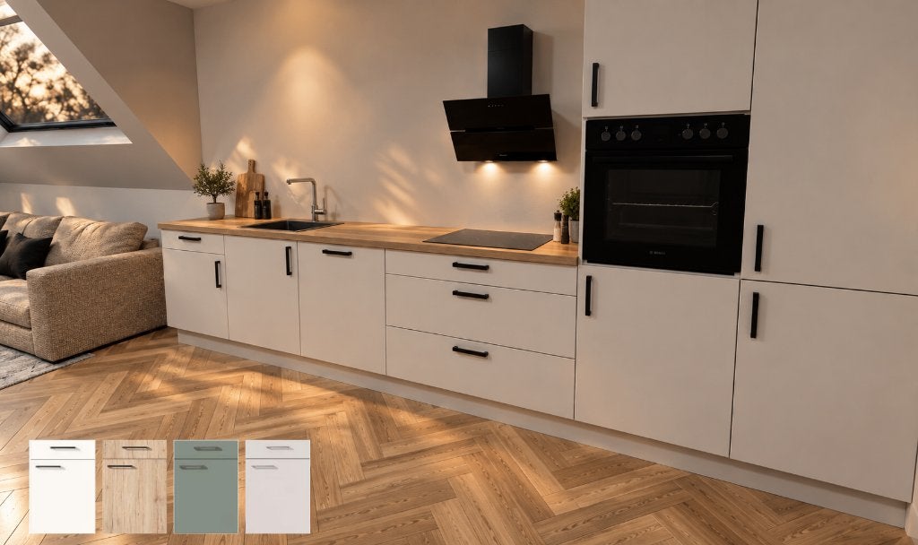 Nieuwe complete keuken zandkleur, Overige kleuren, Nieuw, Enkelwandige keuken, Ophalen of Verzenden
