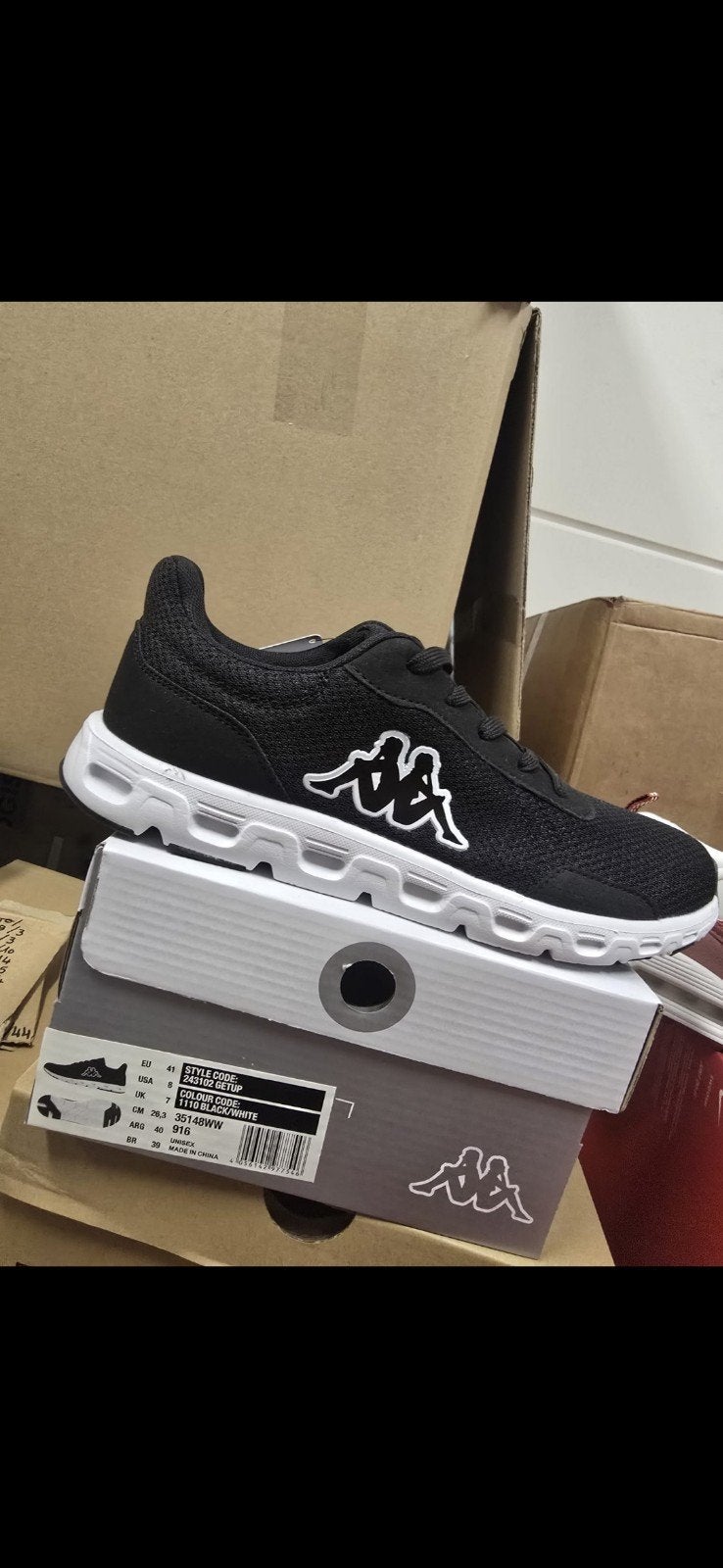 186 Kappa Getup Sneakers Zwart/Wit - Maten 40 tm 44, Ophalen of Verzenden, Nieuw, Zwart, Sneakers of Gympen