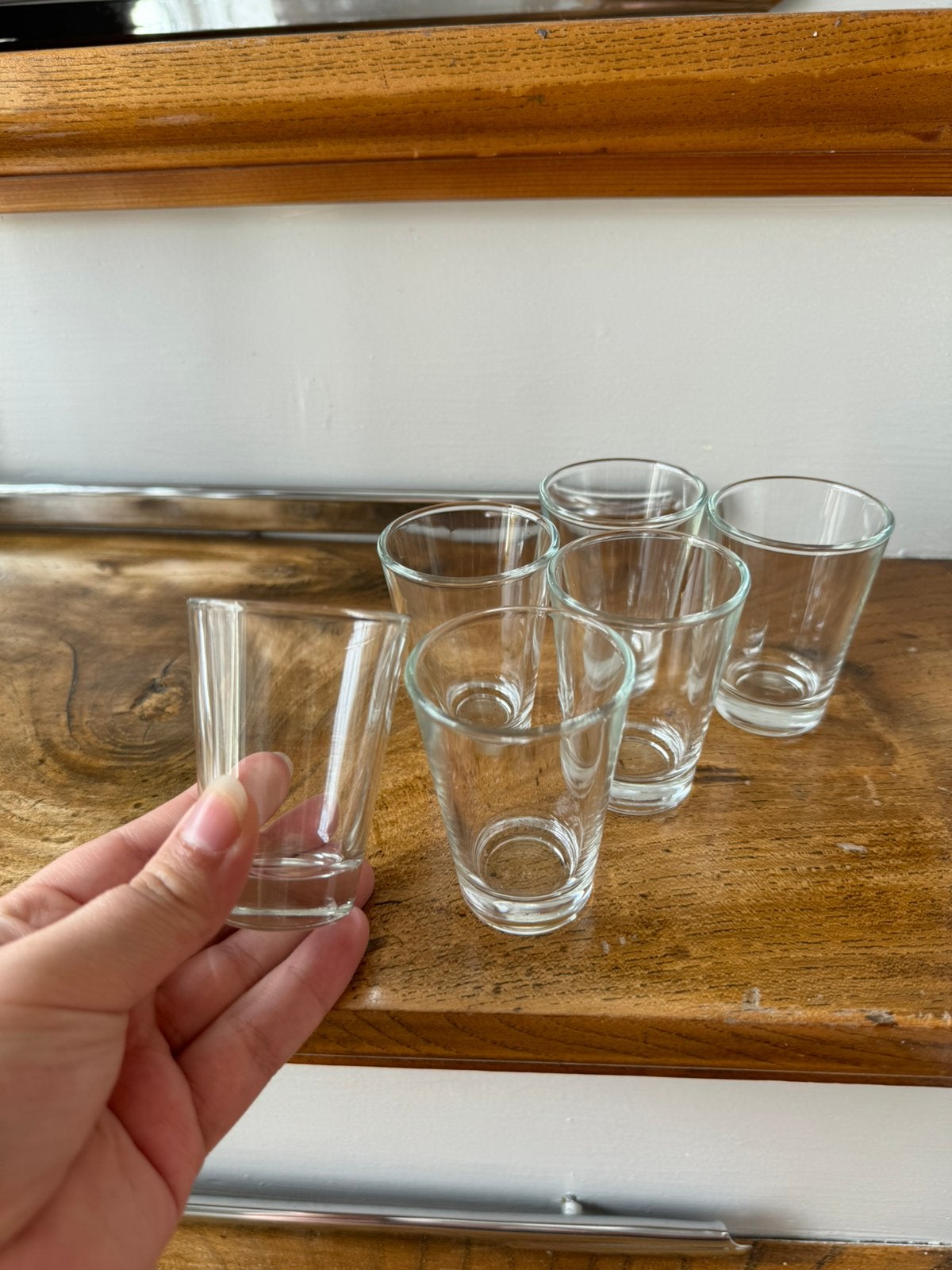 6x Glazen Shotglas rond, Verzamelen, Glas en Borrelglaasjes, Ophalen of Verzenden, Zo goed als nieuw, Borrel- of Shotglas