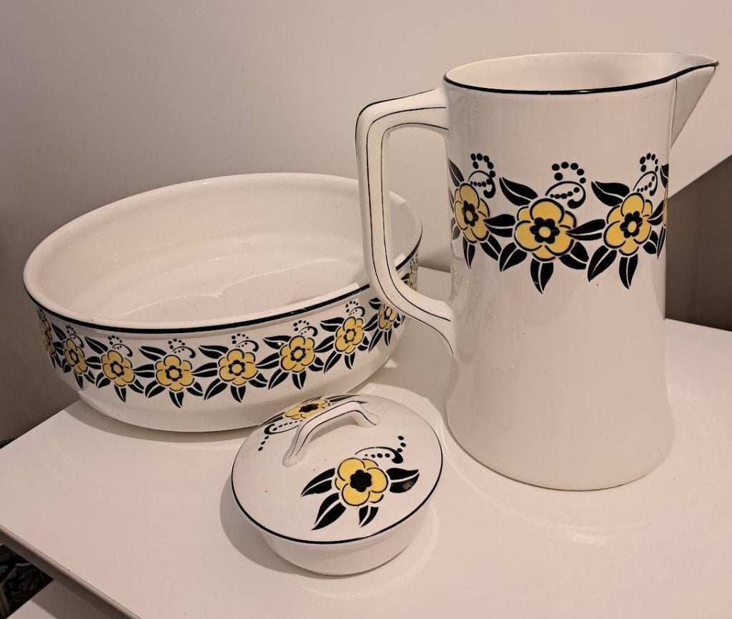 Brocante vintage driedelig lampetstel, Ophalen, Gebruikt, Overige materialen, Vintage