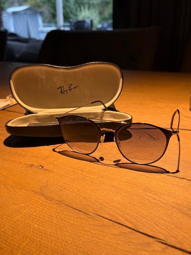 Ray-Ban panto zonnebril zwart goud, Zonnebril, Overige kleuren, Ophalen of Verzenden, Zo goed als nieuw