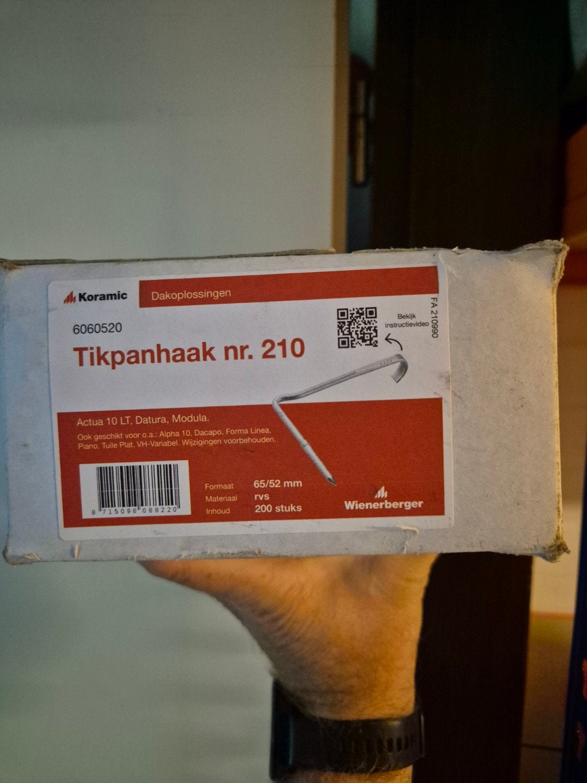 9 dozen Koramic Tikpanhaak nr. 210 - RVS dakpannen haken, Overige typen, Nieuw, Ophalen of Verzenden, Minder dan 50 mm