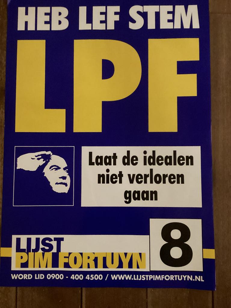 Originele verkiezingsposter LPF, Pim Fortuyn., Ophalen of Verzenden, Zo goed als nieuw