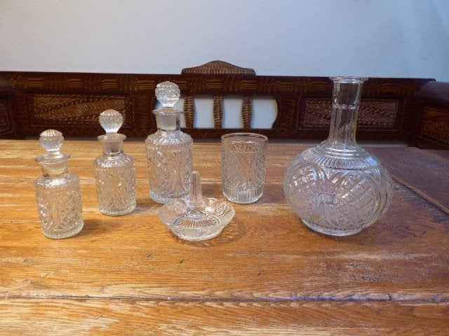 6 delige art deco persglazen toiletset, Ophalen of Verzenden