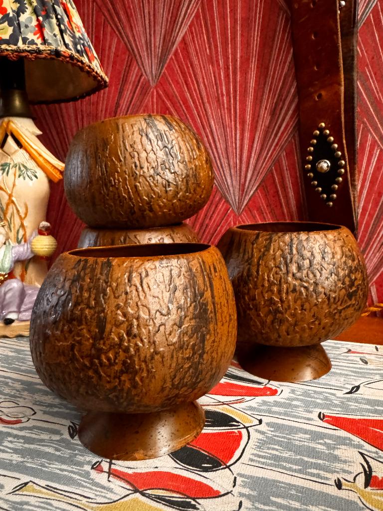 Tiki cocktail mug, kokosnoot mok, retro barware, Ophalen of Verzenden, Huis en Inrichting