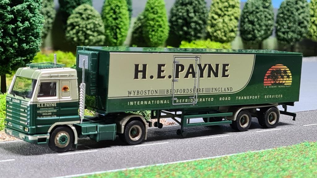 082 Herpa H.E.Payne UK Scania 143 koeloplegger, Ophalen of Verzenden, Nieuw, Bus of Vrachtwagen, Herpa