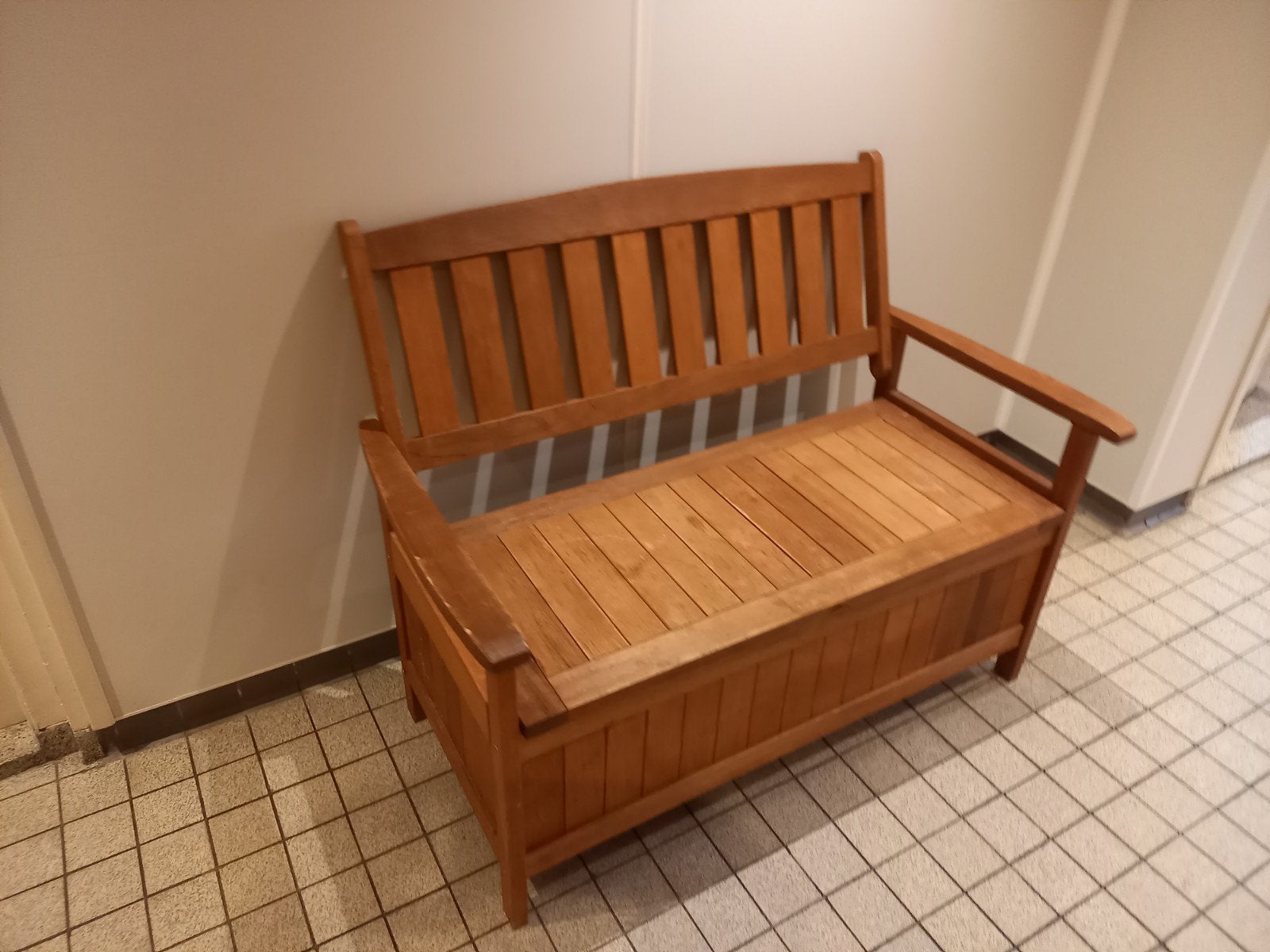 Houten tuinbank 120cm met opbergruimte, Tuin en Terras, Tuinbanken, Ophalen, Gebruikt, Hout