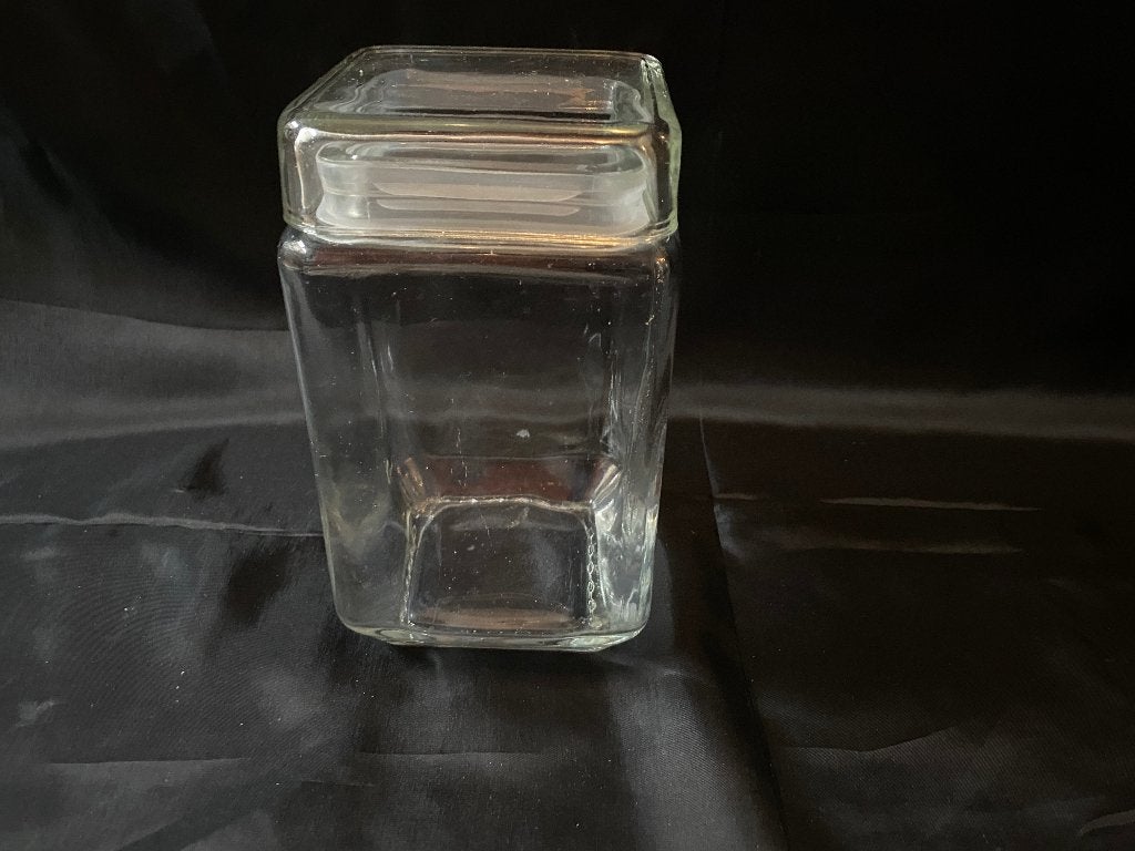 Design Anchor Hocking stapelbare glazen voorraadpot, Huis en Inrichting, Voorraadpot, Ophalen of Verzenden, Gebruikt, Glas