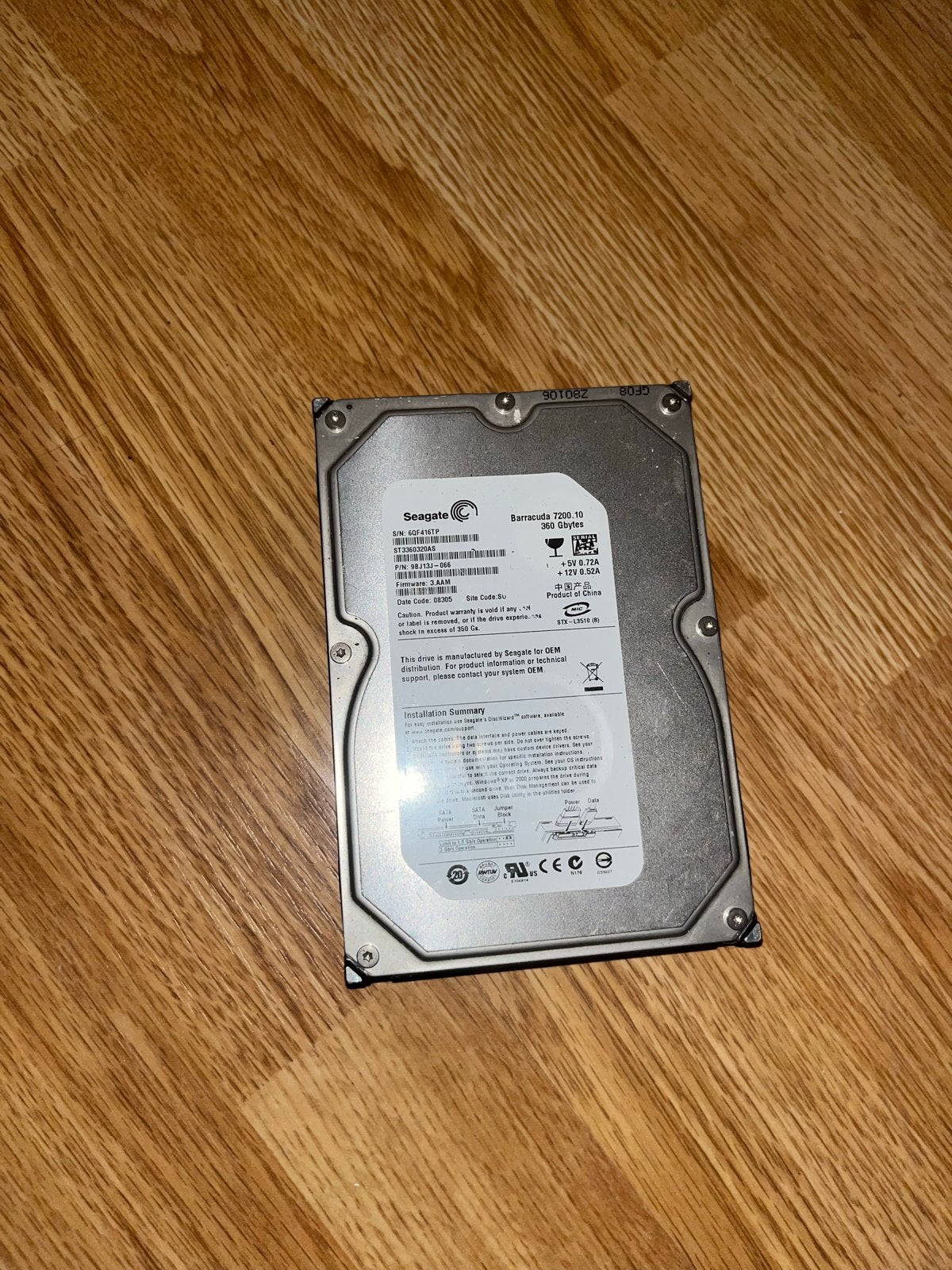 Seagate Barracuda 7200.10 360 GB HDD, Computers en Software, Intern, Gebruikt, Ophalen of Verzenden, Desktop
