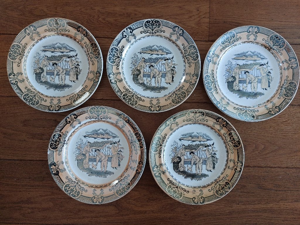 5 vintage borden Petrus Regout & Co Maastricht SANA, Ophalen of Verzenden