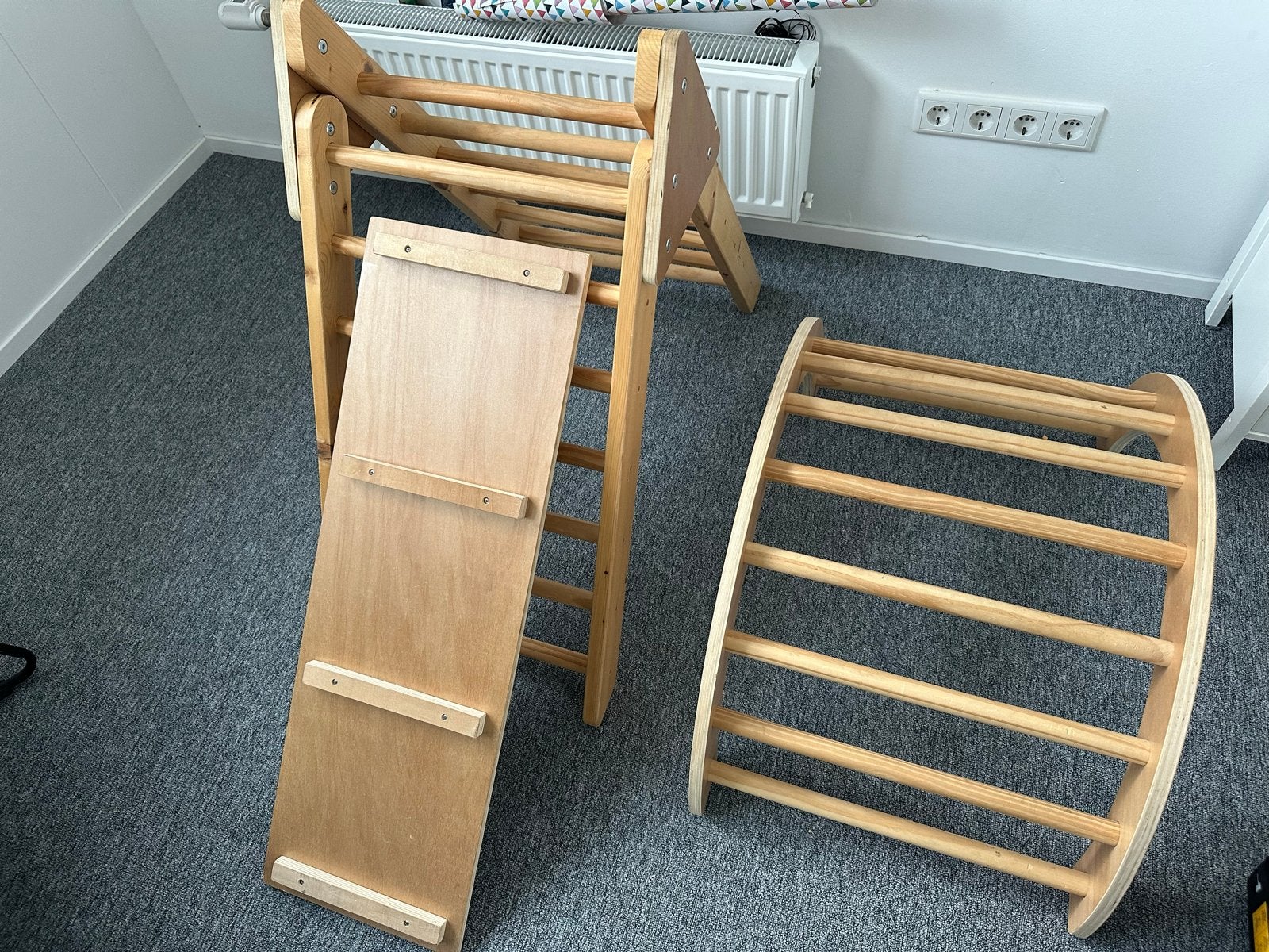 Houten klimrek met glijbaan/klimplank voor binnen, Ophalen, Gebruikt, Glijbaan