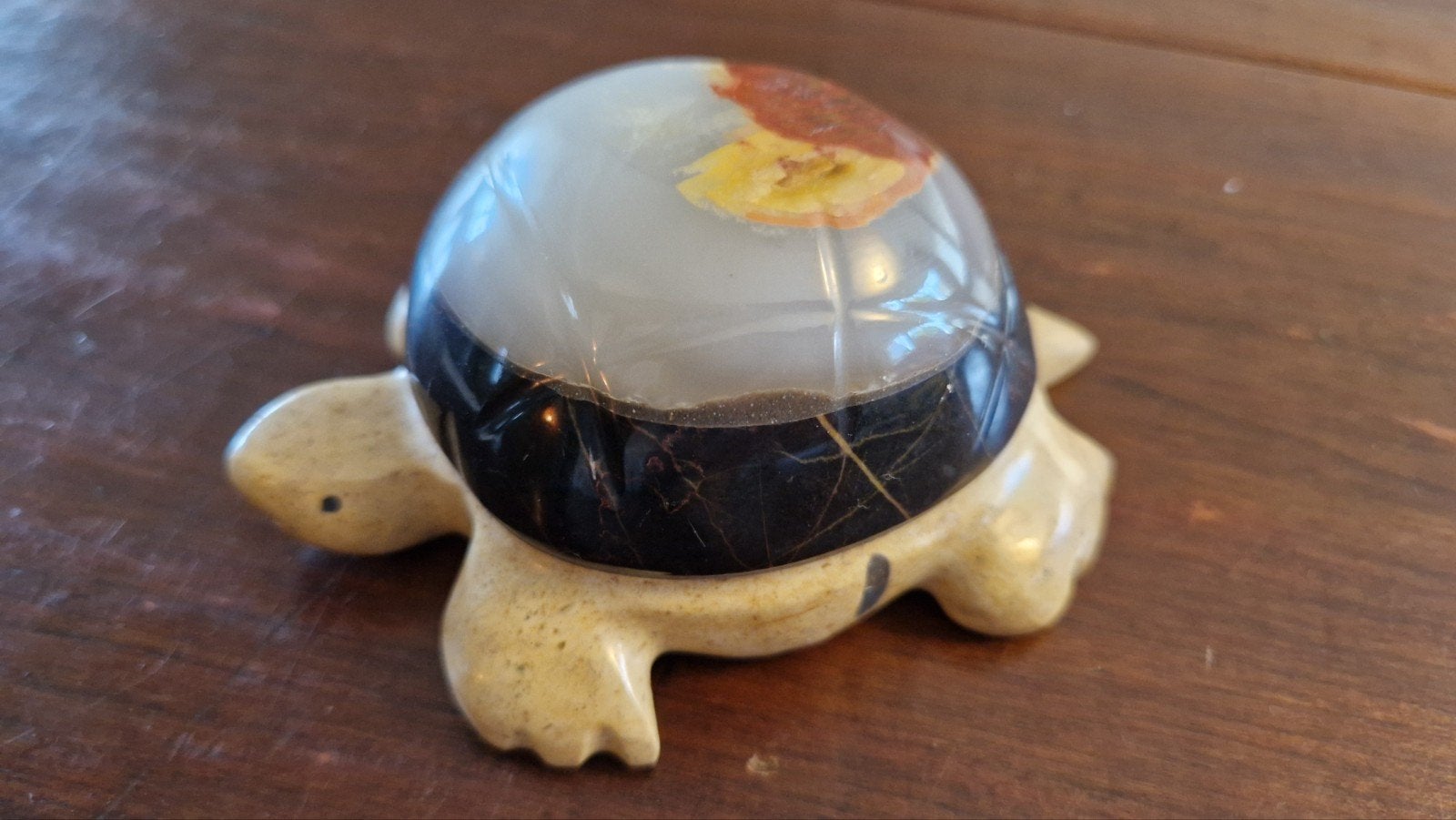 Decoratieve schildpad van agaat en marmer - 12x9x5cm, Verzamelen, Ophalen of Verzenden, Zo goed als nieuw, Dier