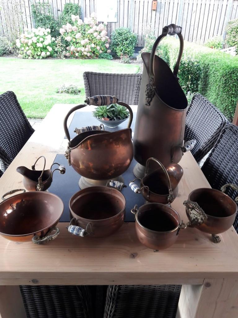 Koperen ketels en kolenkit - vintage, Ophalen, Koper