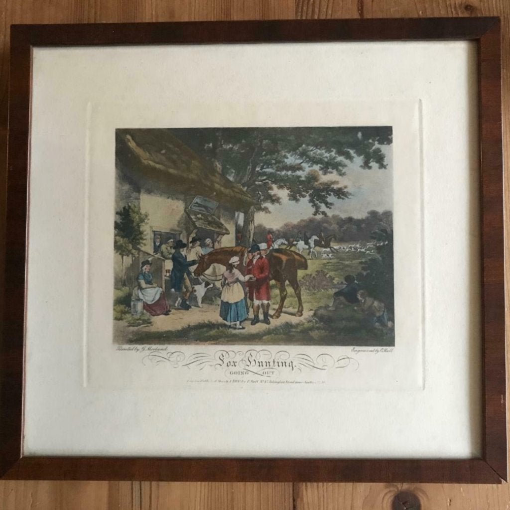 E. Bell 1800 "Fox Hunting" gravure G Morland P0258, Ophalen of Verzenden, Ets, 1800 - 1899