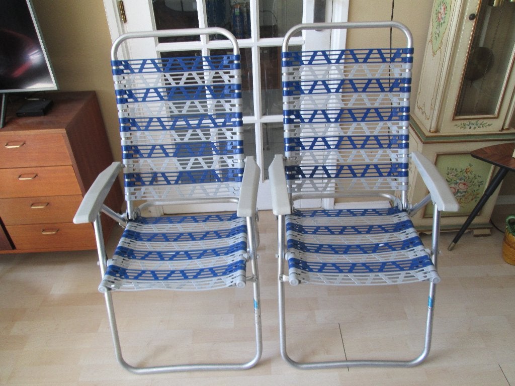 Vintage / 2 Strandstoelen 70er jaren / Retro, Huis en Inrichting, Ophalen, Twee, Vintage, Kunststof