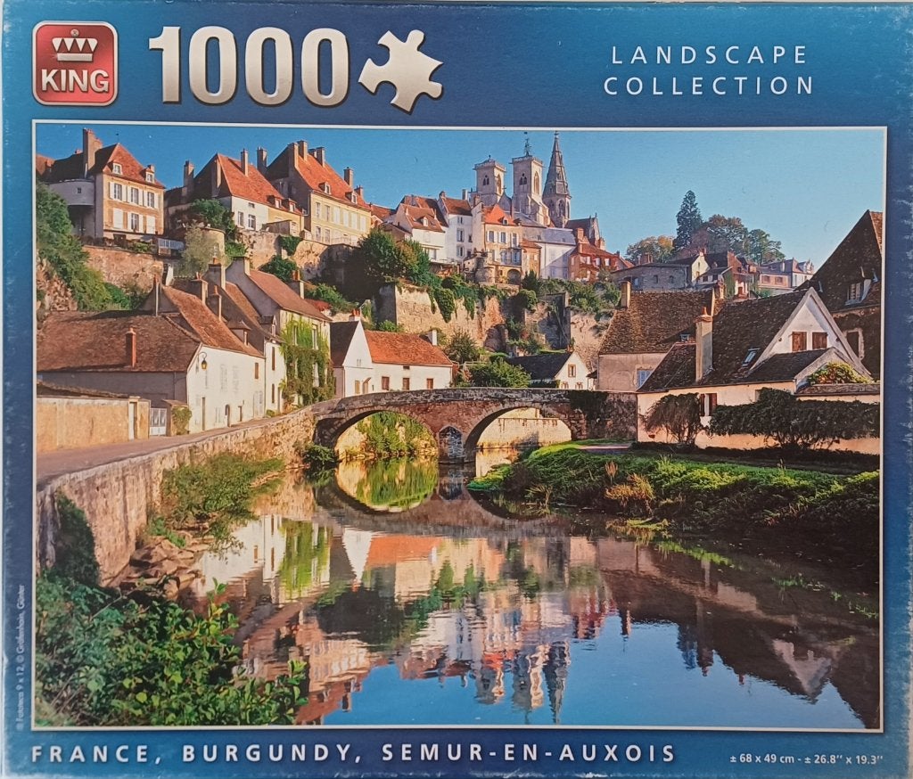 Puzzel landschap Semur-en-Auxois (Bourgondië) 1000 stukjes, Ophalen of Verzenden, 500 t/m 1500 stukjes, Zo goed als nieuw, Legpuzzel