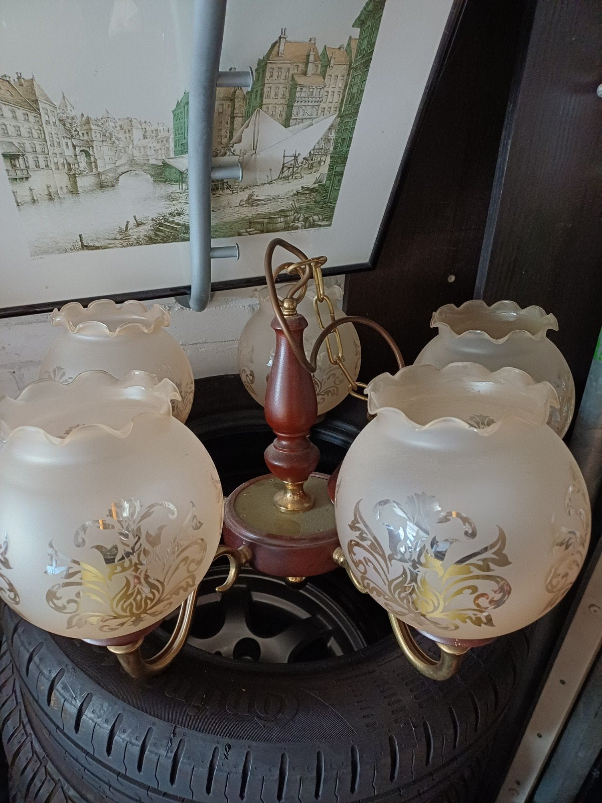 Antieke woonkamer lanp, Ophalen of Verzenden, Rond