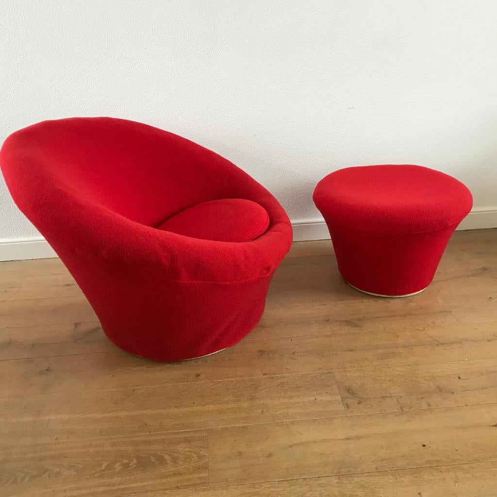 Artifort Mushroom fauteuil en voetenbank F560 Pierre Paulin, Gebruikt, 75 tot 100 cm, Ophalen of Verzenden, Nvt