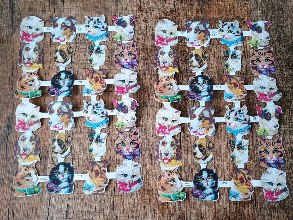 2 oude velletjes poesieplaatjes - poezen / honden, Ophalen of Verzenden