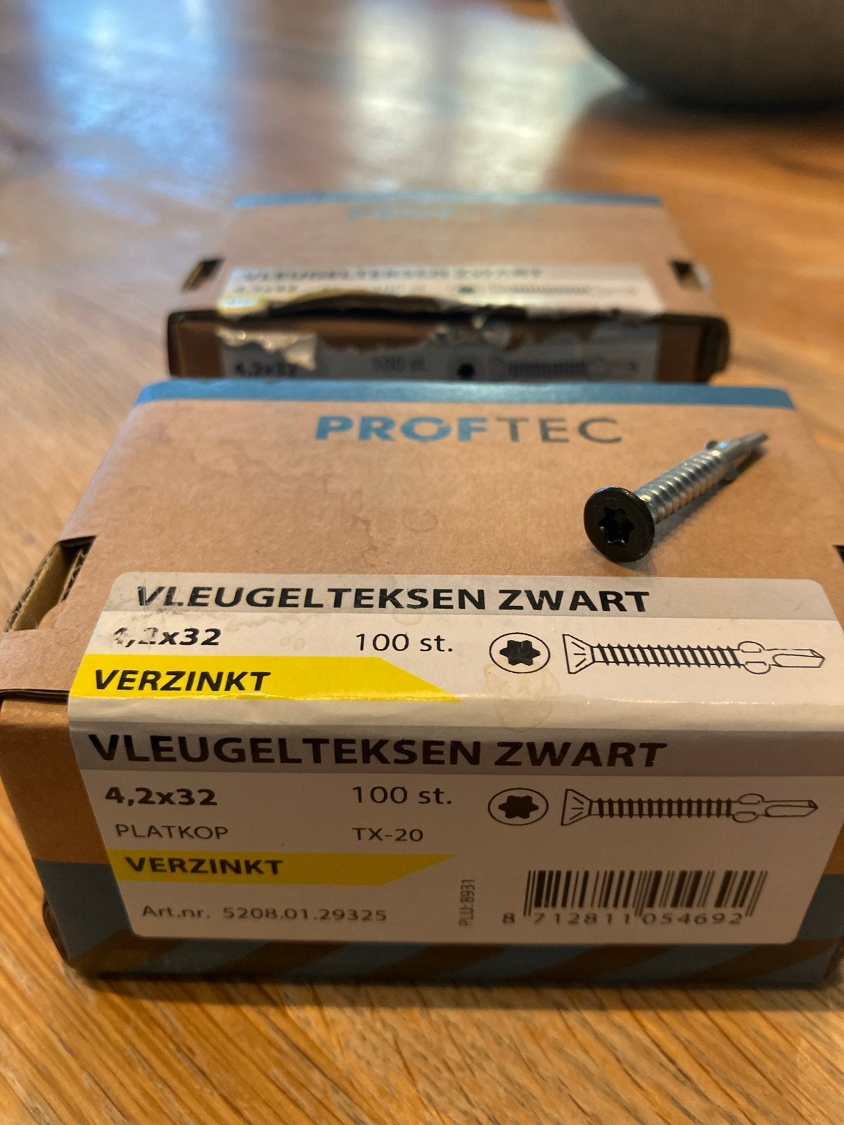 PROFTEC zelftapper-Vleugelteksschroeven Zwart Verzink 4,2x32, Ophalen of Verzenden, Nieuw, Minder dan 50 mm, Schroeven