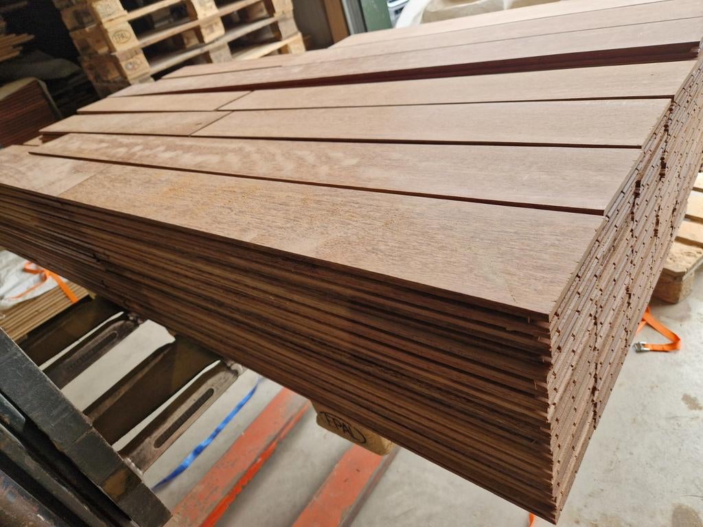 20M2 kempas hardhouten vloerdelen  #VERNIEUWD#, Gebruikt, 10 m² of meer, 10 tot 30 cm, Hout