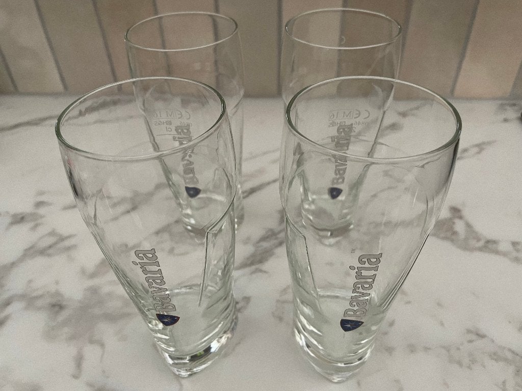 Set van 4 Bavaria bierglazen, Ophalen of Verzenden, Zo goed als nieuw, Glas of Glazen, Bavaria