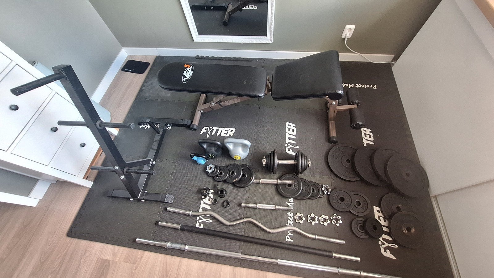 Complete Fitness Set: Bank, Halters, Kettlebells & Meer!, Sport en Fitness, Fitnessmaterialen, Ophalen, Gebruikt, Benen, Dumbbell