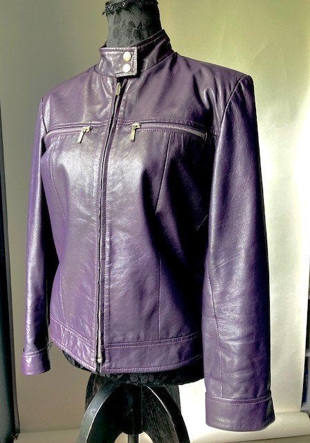 Arma (Ginger) leren aubergine damesjackje 38, Paars, Ophalen of Verzenden, Zo goed als nieuw, Armani