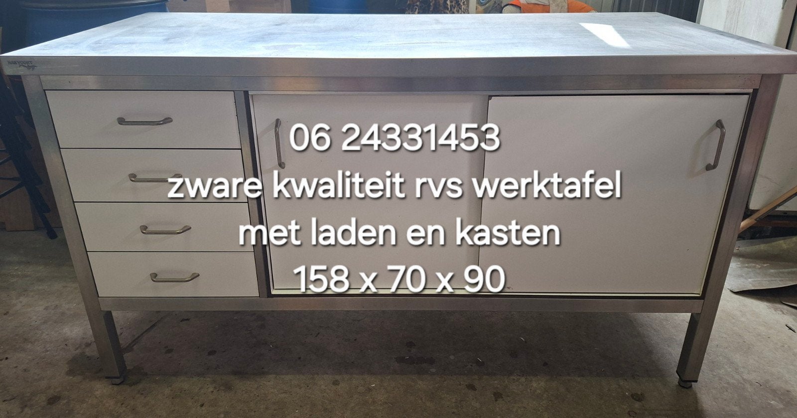 zware kwaliteit rvs gelaste werktafel, Ophalen, 150 tot 200 cm, Zo goed als nieuw, Minder dan 100 cm