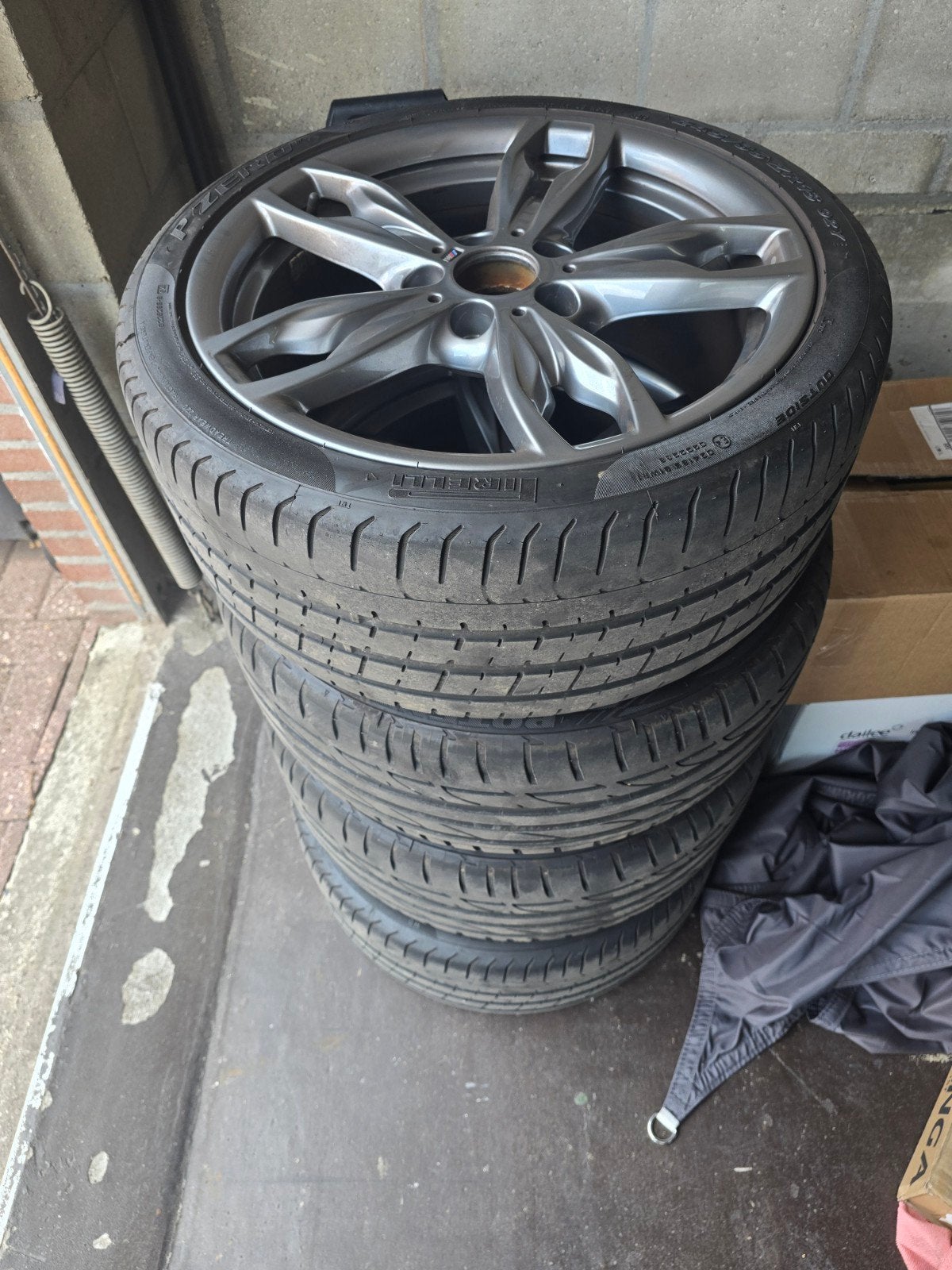 BMW style 436m breedset velgen met banden, Ophalen, 18 inch, Gebruikt, Banden en Velgen