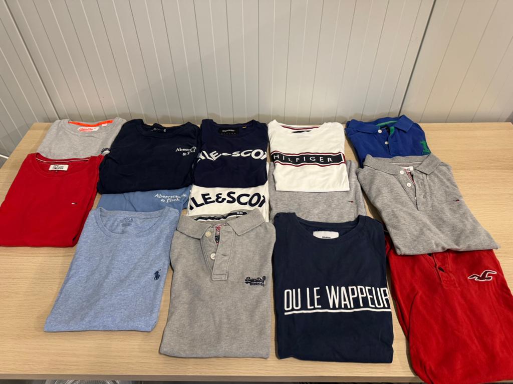 Partij merkkleding heren - polo’s tshirts - maat S en XS -14, Ophalen, Overige kleuren, Zo goed als nieuw, Maat 46 (S) of kleiner