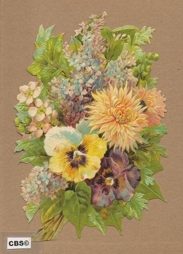Seringen en viooltjes in boeket poezieplaatjes 5075, Ophalen of Verzenden