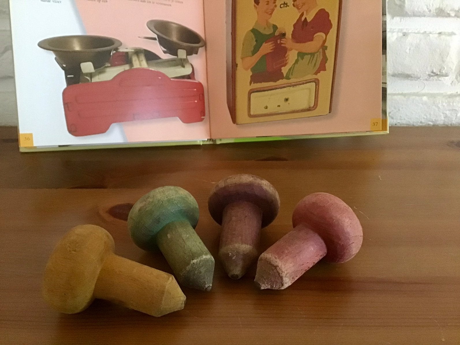 Antiek Speelgoed * Houten Tol * 4 stuks, Antiek en Kunst, Ophalen of Verzenden
