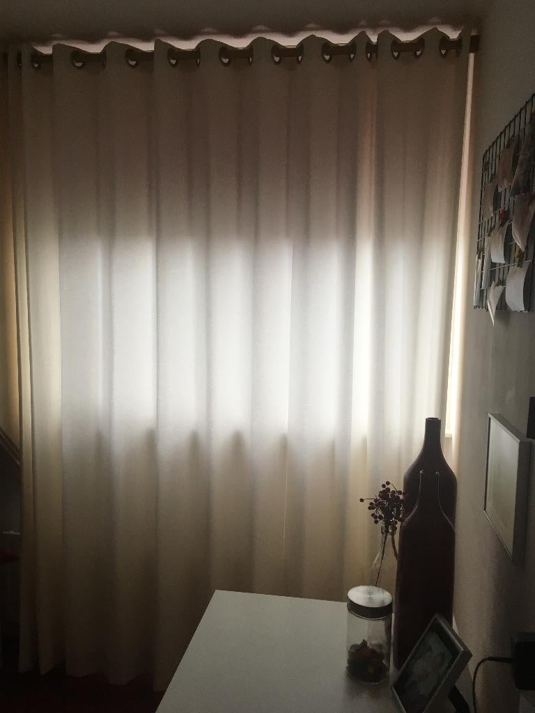 Creme kleurige Roede gordijn, 24 ringen, Wasbaar, 340bx237h, Ophalen of Verzenden, Gebruikt, Crème, 200 cm of meer