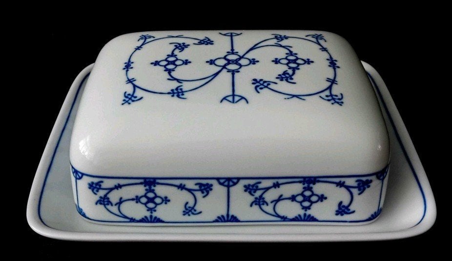 Vintage Kahla Duitsland blauwe Saks botervloot, Ophalen of Verzenden